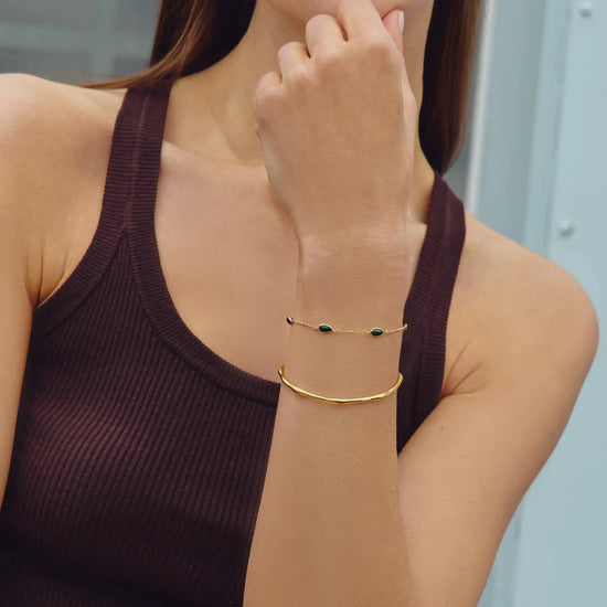 Magma Gemstone & Molten Cuff Bracelet Set | 18ct Gold Vermeil / 18ct Gold Plated Bracelets Missoma 