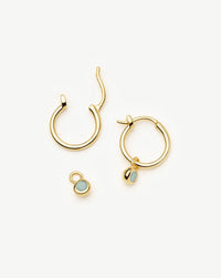 March Birthstone Mini Charm Hoop Earrings | 18ct Gold Vermeil/Milky Aquamarine Earrings Missoma 