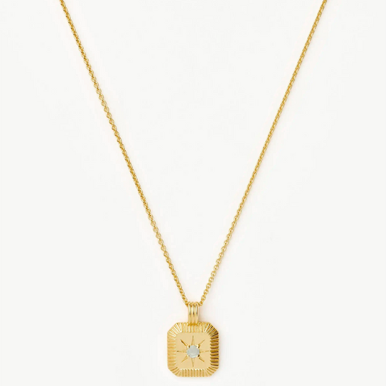 March Birthstone Pendant Necklace | 18ct Gold Vermeil/Dyed Aqua Chalcedony Necklaces Missoma 