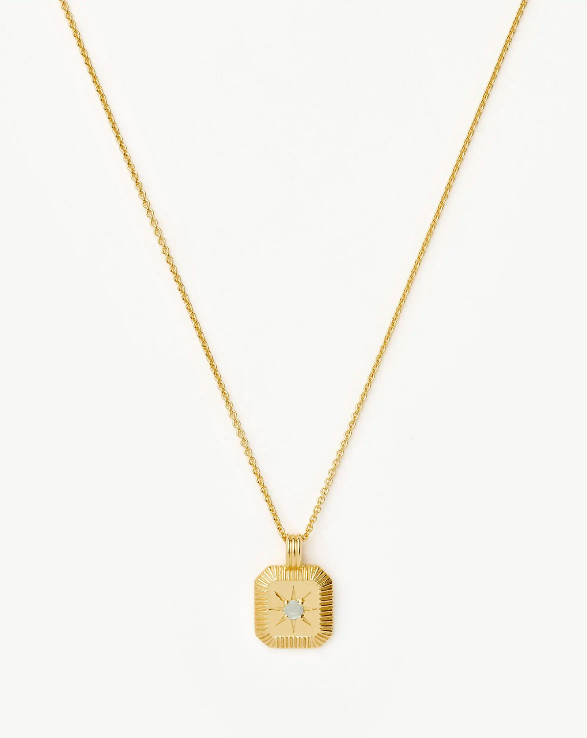 March Birthstone Pendant Necklace 18ct Vermeil Milky Aquamarine