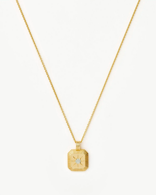 March Birthstone Pendant Necklace | 18ct Gold Vermeil/Dyed Aqua Chalcedony Necklaces Missoma 