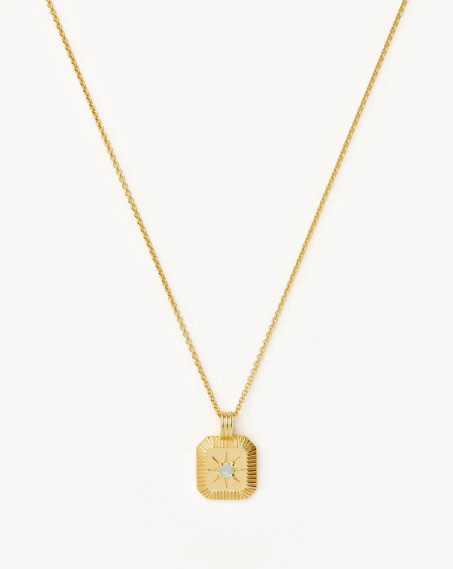 March Birthstone Pendant Necklace | 18ct Gold Vermeil/Milky Aquamarine