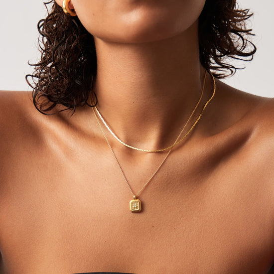 March Birthstone Pendant Necklace | 18ct Gold Vermeil/Dyed Aqua Chalcedony Necklaces Missoma 