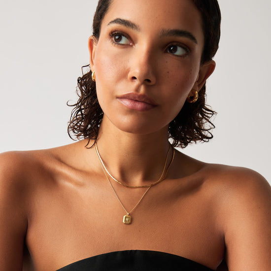 March Birthstone Pendant Necklace | 18ct Gold Vermeil/Dyed Aqua Chalcedony Necklaces Missoma 