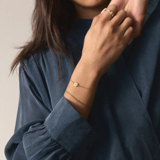 March Birthstone Slider Bracelet | 18ct Gold Plated/Milky Aquamarine Bracelets Missoma 