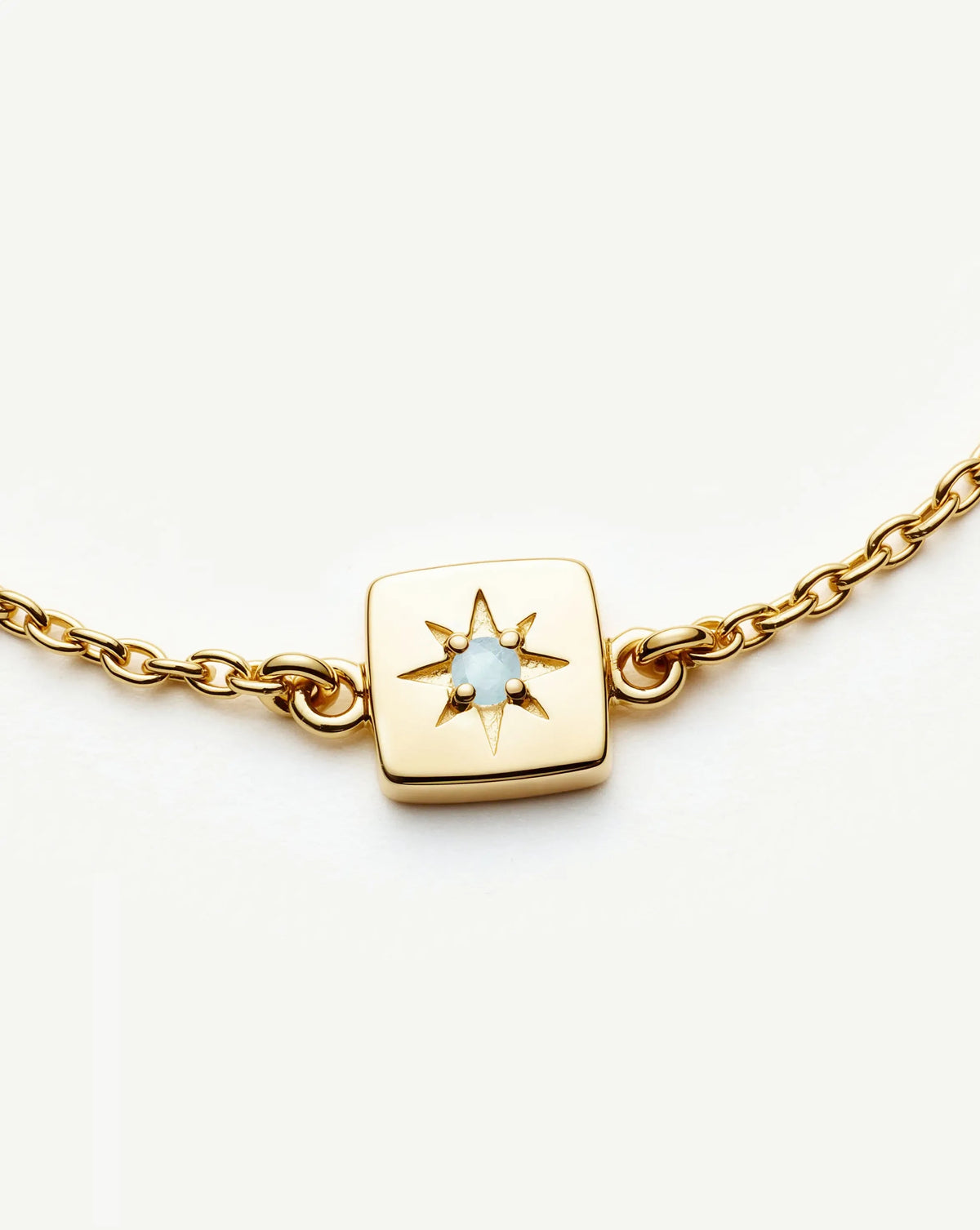 March Birthstone Slider Bracelet | 18ct Gold Plated/Milky Aquamarine Bracelets Missoma 
