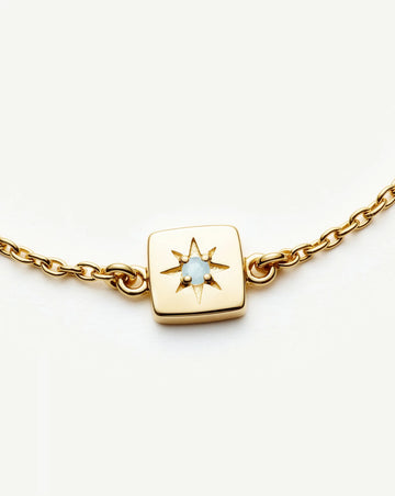 March Birthstone Slider Bracelet | 18ct Gold Plated/Milky Aquamarine Bracelets Missoma 