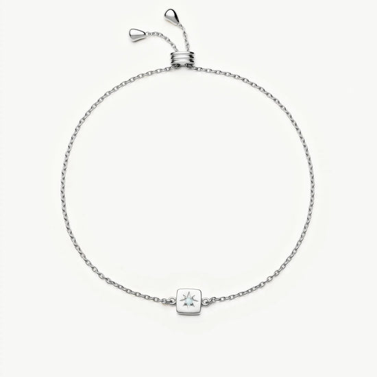 March Birthstone Slider Bracelet | Silver Plated/Milky Aquamarine Bracelets Missoma 