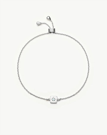 March Birthstone Slider Bracelet | Silver Plated/Milky Aquamarine Bracelets Missoma 