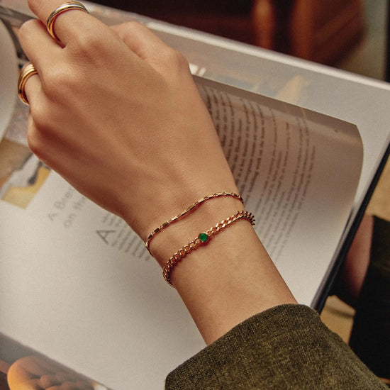 May Birthstone Chain Bracelet | 18ct Gold Plated Vermeil/Green Onyx Bracelets Missoma 