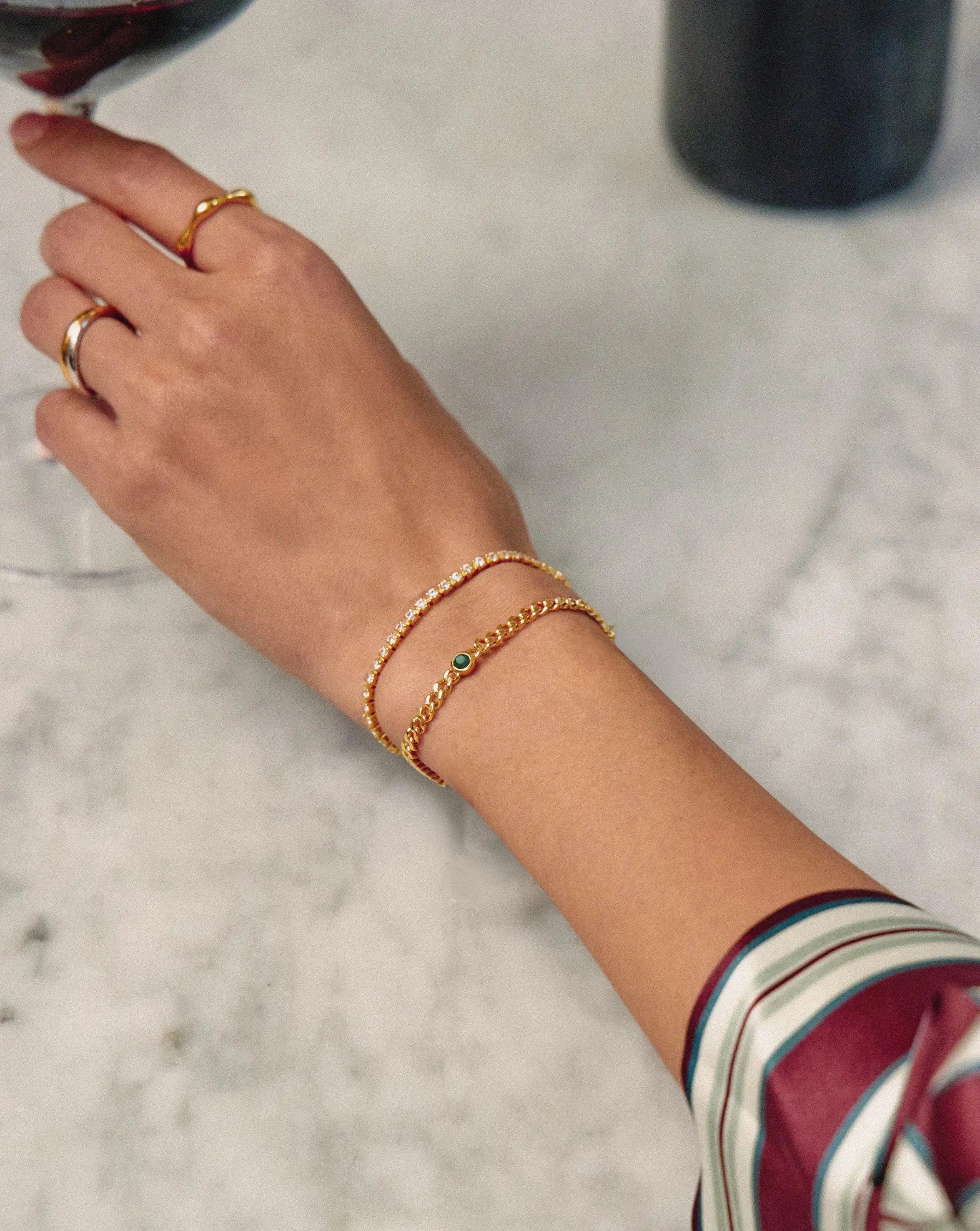 May Birthstone Chain Bracelet | 18ct Gold Plated Vermeil/Green Onyx Bracelets Missoma 