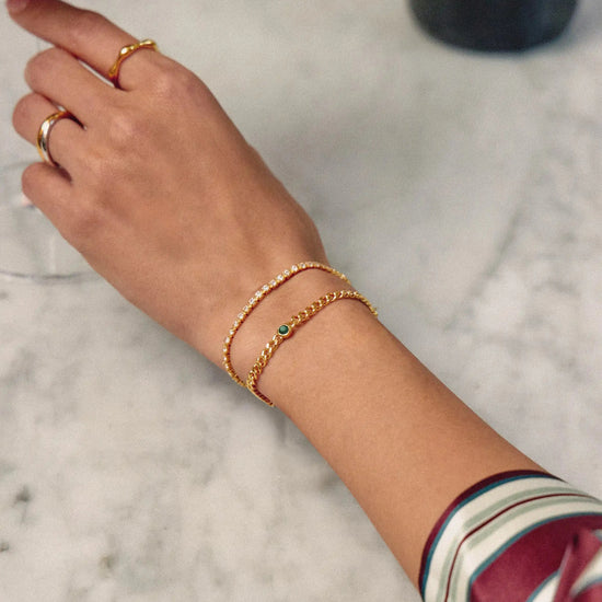 May Birthstone Chain Bracelet | 18ct Gold Plated Vermeil/Green Onyx Bracelets Missoma 