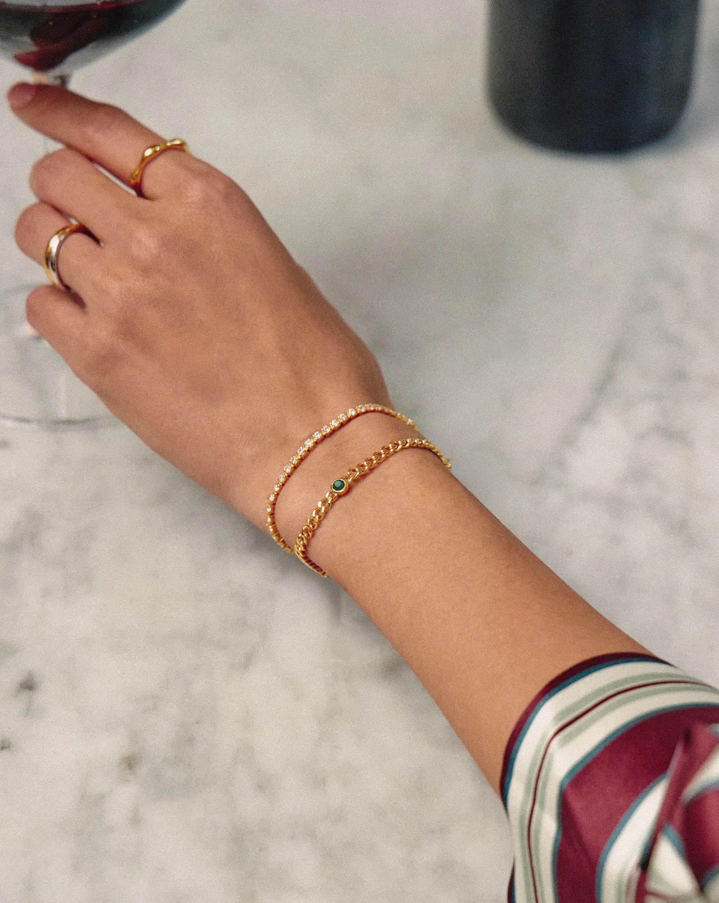 May Birthstone Chain Bracelet | 18ct Gold Plated Vermeil/Green Onyx Bracelets Missoma 