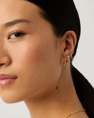 May Birthstone Mini Charm Hoop Earrings | 18ct Gold Vermeil/Green Onyx Earrings Missoma 