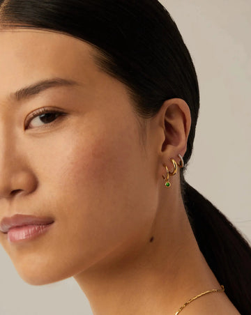 May Birthstone Mini Charm Hoop Earrings | 18ct Gold Vermeil/Green Onyx Earrings Missoma 