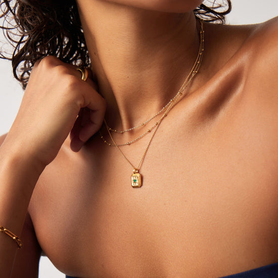 May Birthstone Necklace & Charm Earrings Set | 18ct Gold Vermeil/Green Onyx Necklaces Missoma 