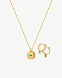 May Birthstone Necklace & Charm Earrings Set | 18ct Gold Vermeil/Green Onyx Necklaces Missoma 