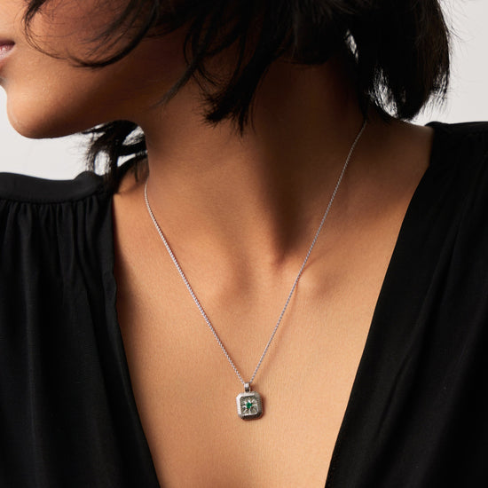 May Birthstone Necklace & Charm Earrings Set | Sterling Silver/Green Onyx Necklaces Missoma 