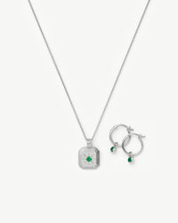 May Birthstone Necklace & Charm Earrings Set | Sterling Silver/Green Onyx Necklaces Missoma 