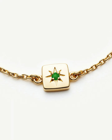 May Birthstone Slider Bracelet | 18ct Gold Plated/Green Onyx Bracelets Missoma 