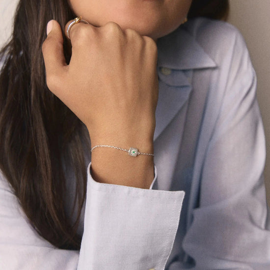 May Birthstone Slider Bracelet | Silver Plated/Green Onyx Bracelets Missoma 