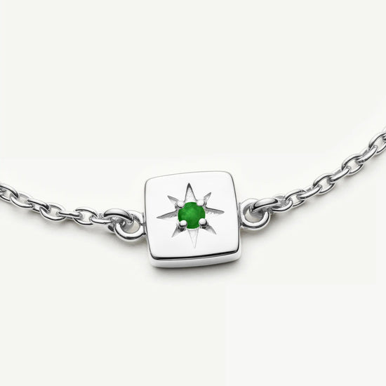 May Birthstone Slider Bracelet | Silver Plated/Green Onyx Bracelets Missoma 