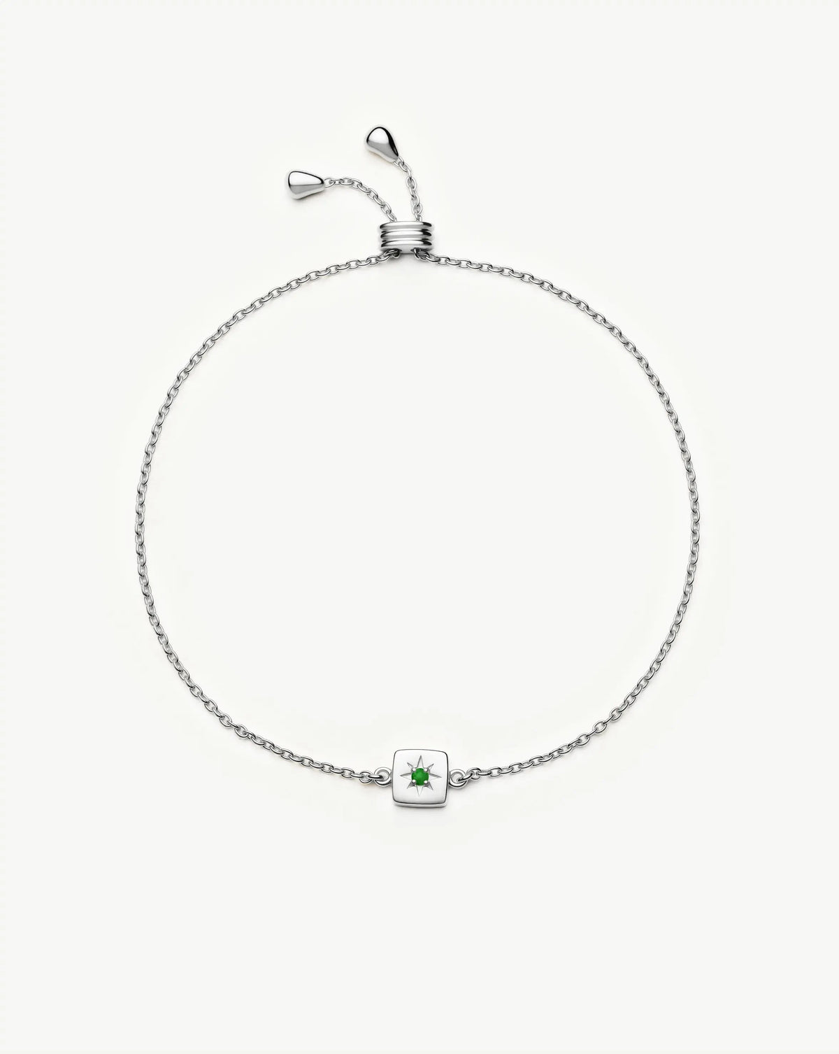 May Birthstone Slider Bracelet | Silver Plated/Green Onyx Bracelets Missoma 