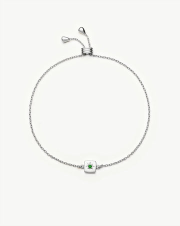 May Birthstone Slider Bracelet | Silver Plated/Green Onyx Bracelets Missoma 
