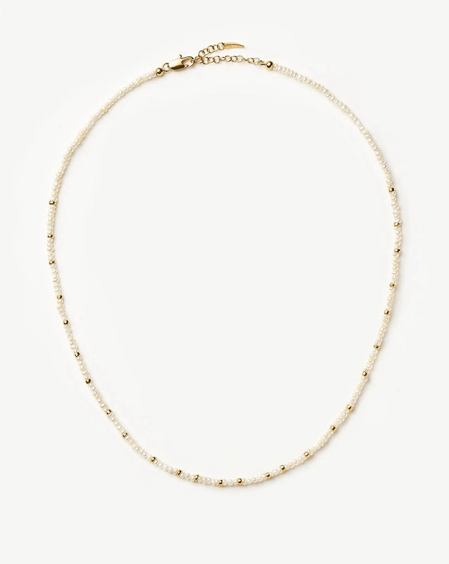 Micro Pearl Beaded Necklace | 18ct Gold Plated/Pearl