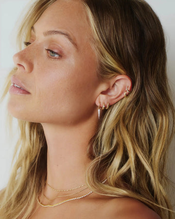 Mini Pave Spike Charm Hoop Earrings | Gold/Cubic Zirconia Earrings Missoma 