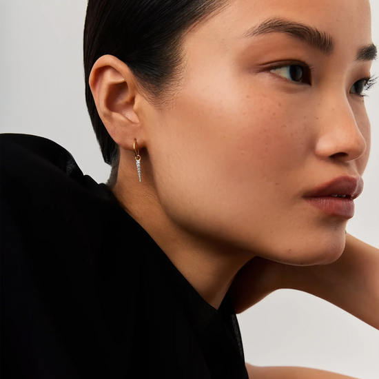 Mini Pave Spike Charm Hoop Earrings | Gold/Cubic Zirconia Earrings Missoma 