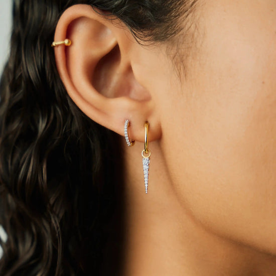Mini Pave Spike Charm Hoop Earrings | Gold/Cubic Zirconia Earrings Missoma 