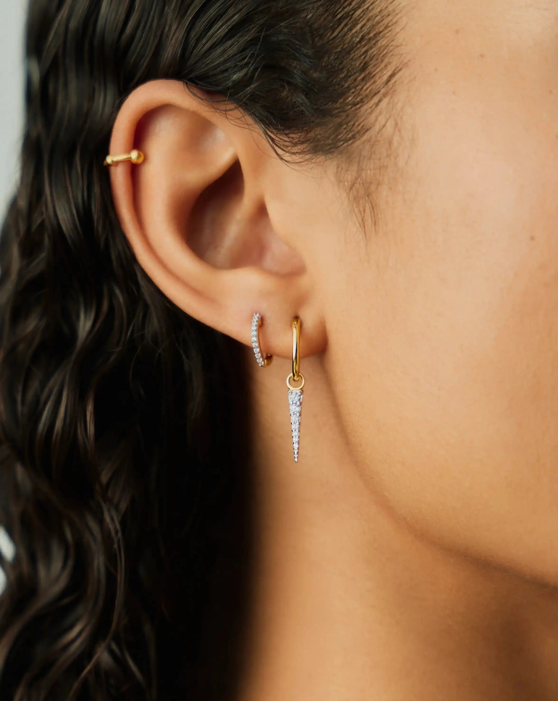 Mini Pave Spike Charm Hoop Earrings | Gold/Cubic Zirconia Earrings Missoma 