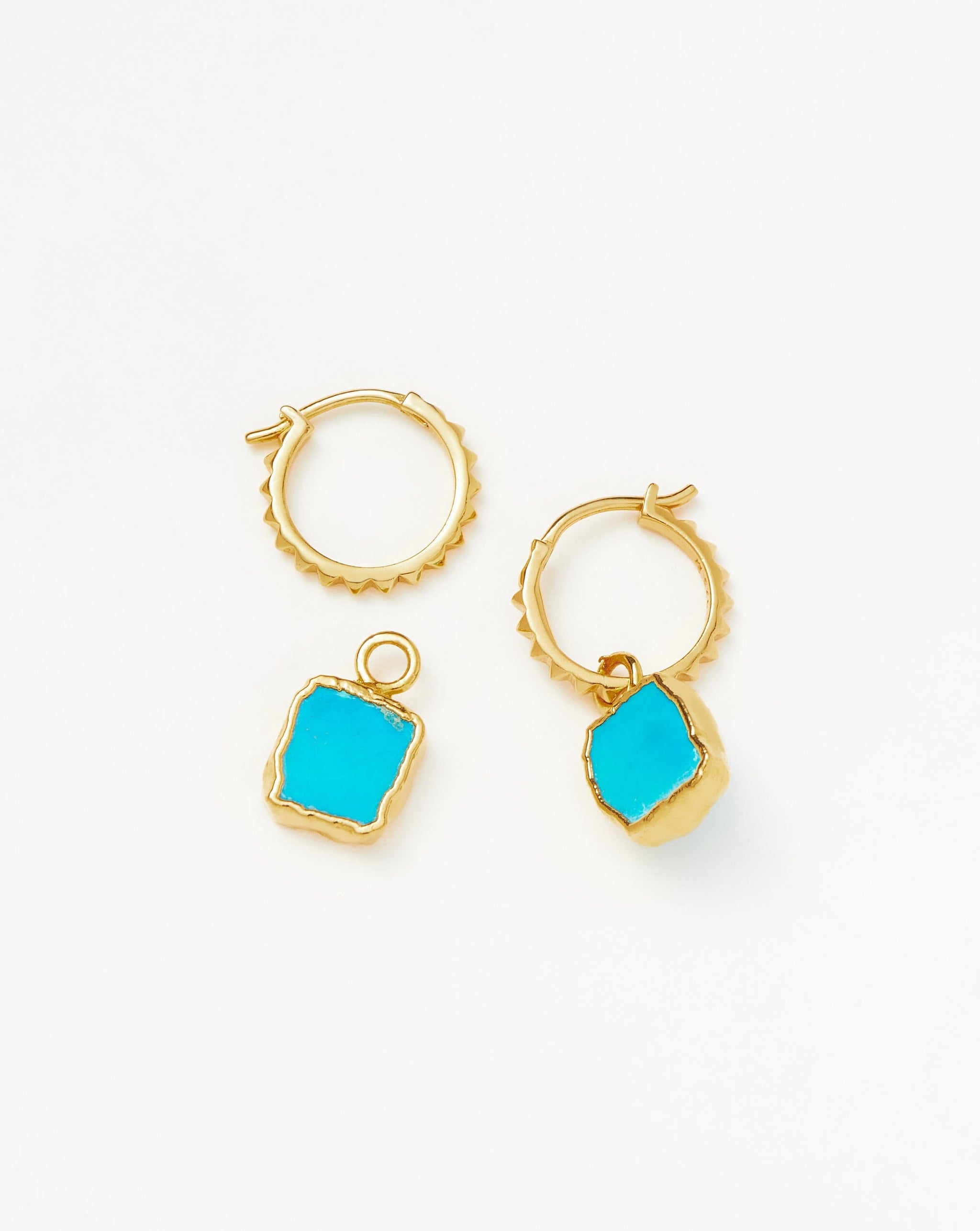 Mini Pyramid Charm Hoop Earrings | 18ct Gold Plated Vermeil/Turquoise Earrings Missoma 