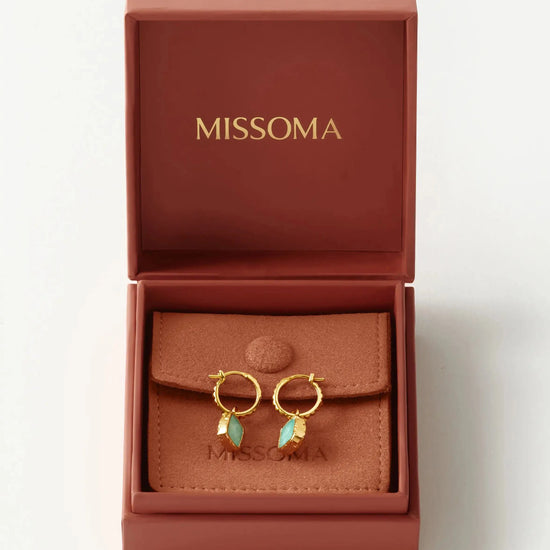 Mini Pyramid Charm Hoop Earrings | 18ct Gold Vermeil/Amazonite Earrings Missoma 