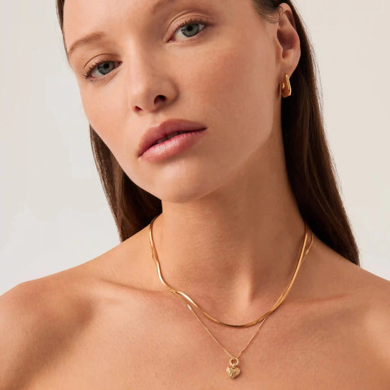 Mini Ridge Heart Chain Necklace Set | 18ct Gold Plated Necklaces Missoma 