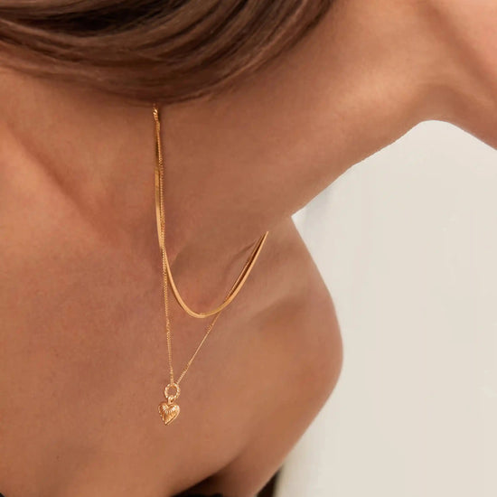 Mini Ridge Heart Chain Necklace Set | 18ct Gold Plated Necklaces Missoma 