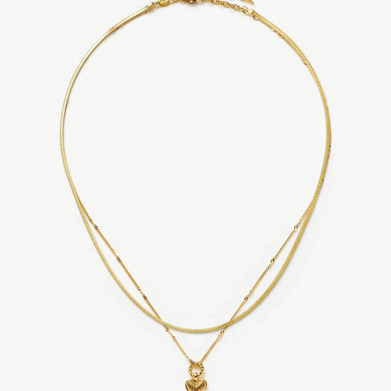 Mini Ridge Heart Chain Necklace Set | 18ct Gold Plated Necklaces Missoma 