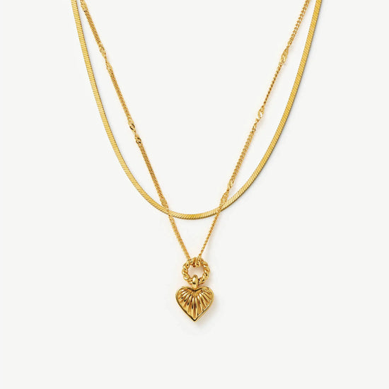 Mini Ridge Heart Chain Necklace Set | 18ct Gold Plated Necklaces Missoma 