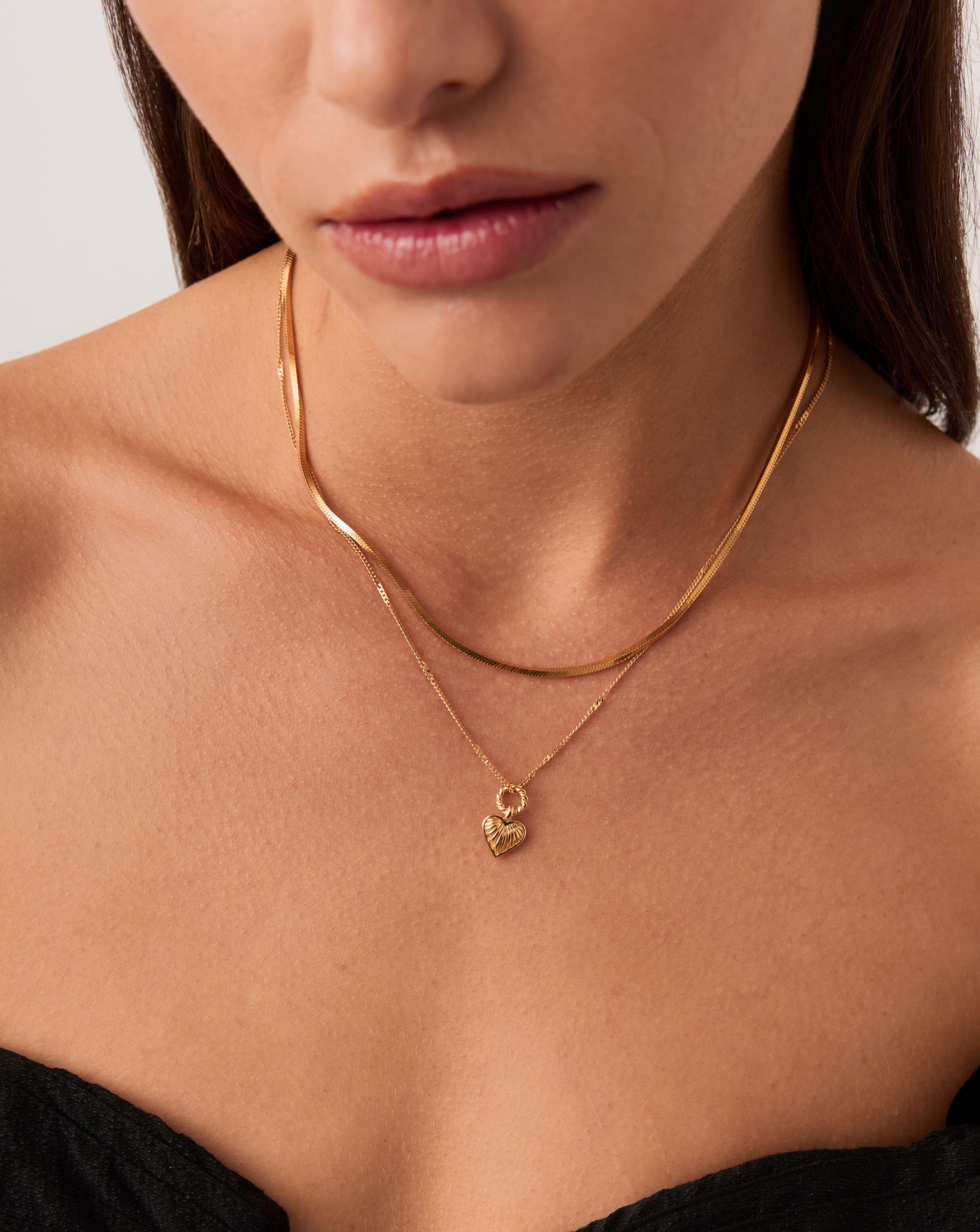 Mini Ridge Heart Charm Pendant Necklace | 18ct Gold Plated Necklaces Missoma 