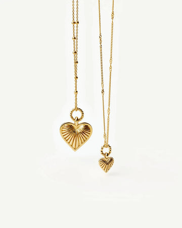 Mini Ridge Heart Charm Pendant Necklace | 18ct Gold Plated Necklaces Missoma 