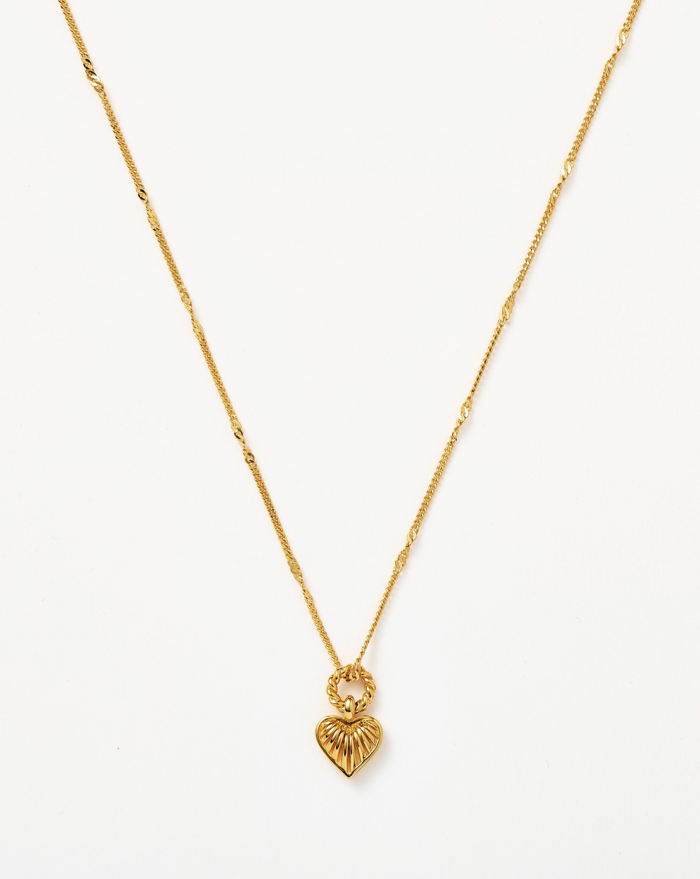 Mini Ridge Heart Charm Pendant Necklace | 18ct Gold Plated Necklaces Missoma 