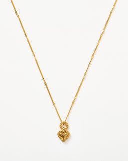 Mini Ridge Heart Charm Pendant Necklace | 18ct Gold Plated