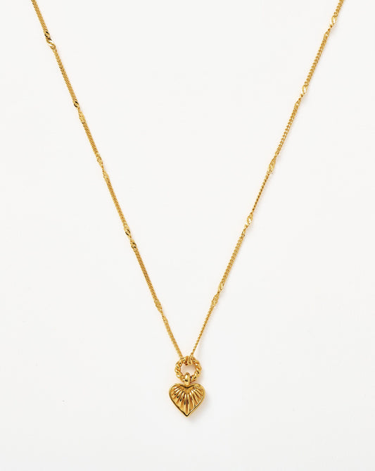 Mini Ridge Heart Charm Pendant Necklace | 18ct Gold Plated Necklaces Missoma 