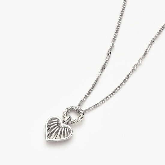 Mini Ridge Heart Charm Pendant Necklace | Silver Plated Necklaces Missoma 