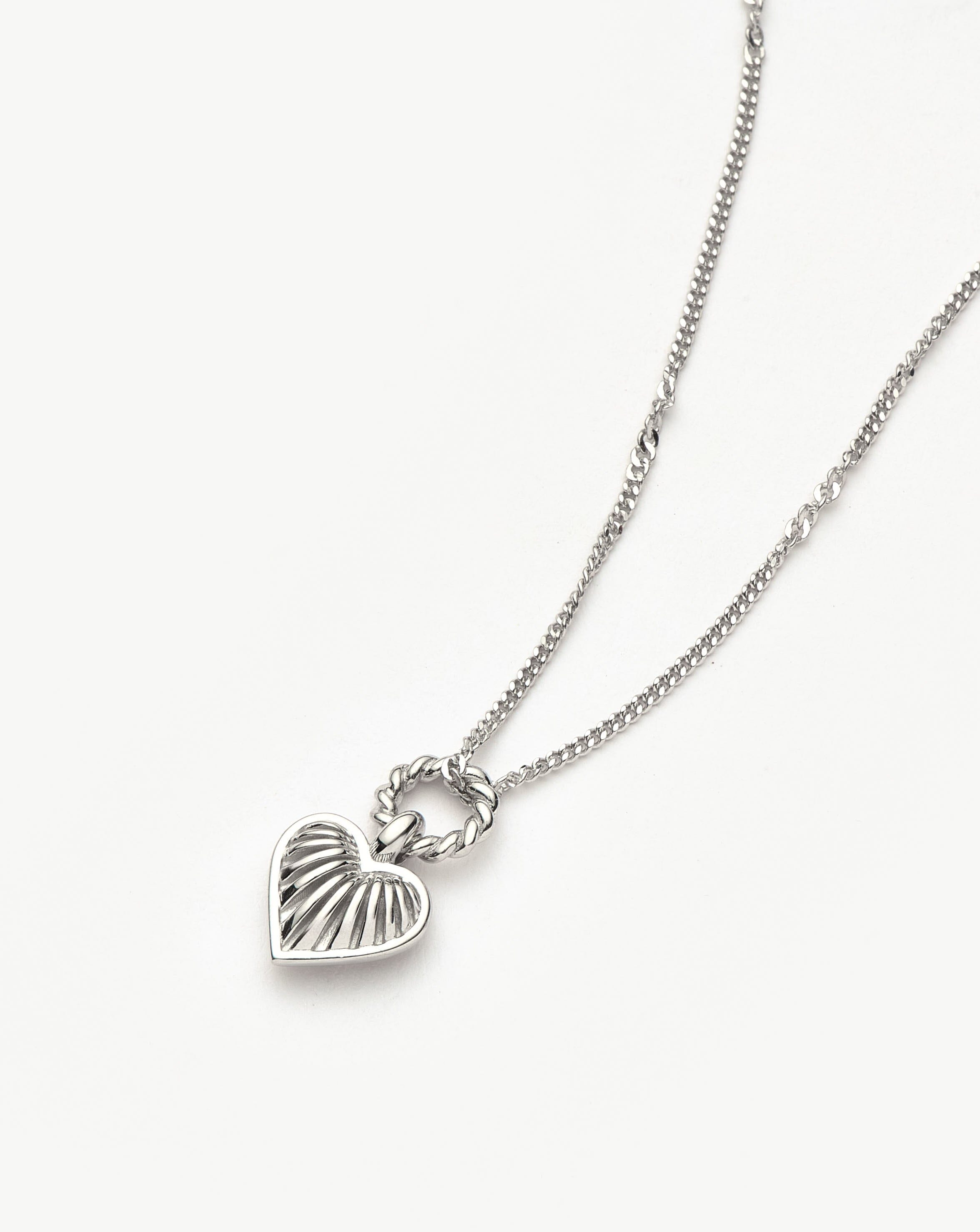 Mini Ridge Heart Charm Pendant Necklace | Silver Plated Necklaces Missoma 