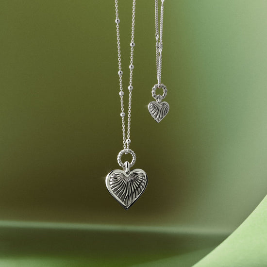 Mini Ridge Heart Charm Pendant Necklace | Silver Plated Necklaces Missoma 