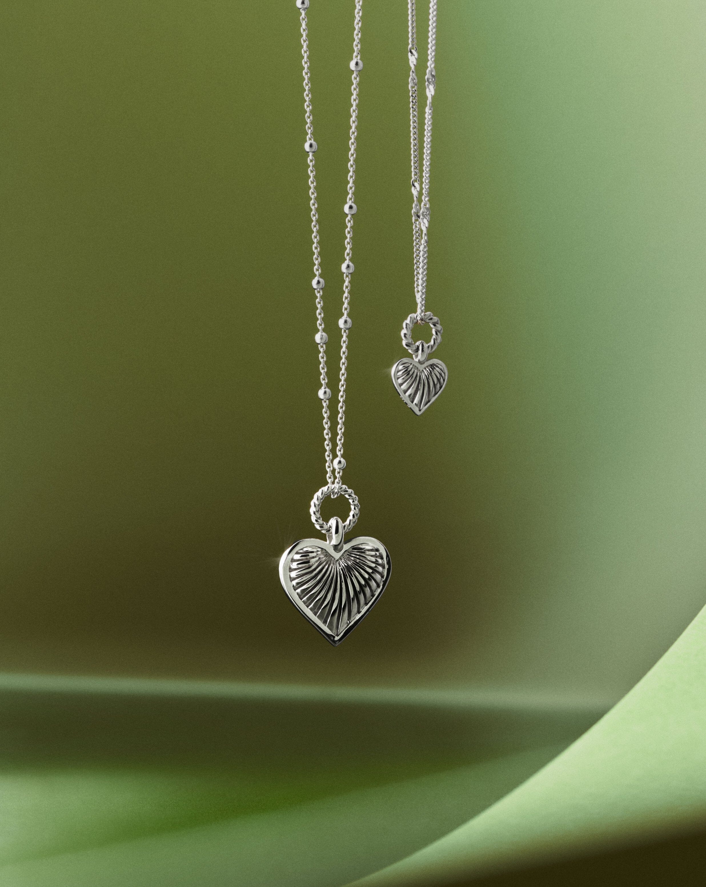 Mini Ridge Heart Charm Pendant Necklace | Silver Plated Necklaces Missoma 