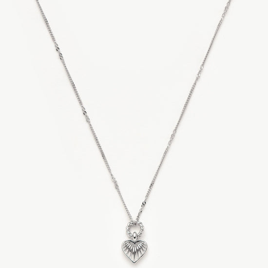 Mini Ridge Heart Charm Pendant Necklace | Silver Plated Necklaces Missoma 