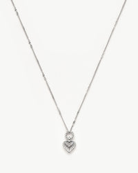Mini Ridge Heart Charm Pendant Necklace | Silver Plated Necklaces Missoma 